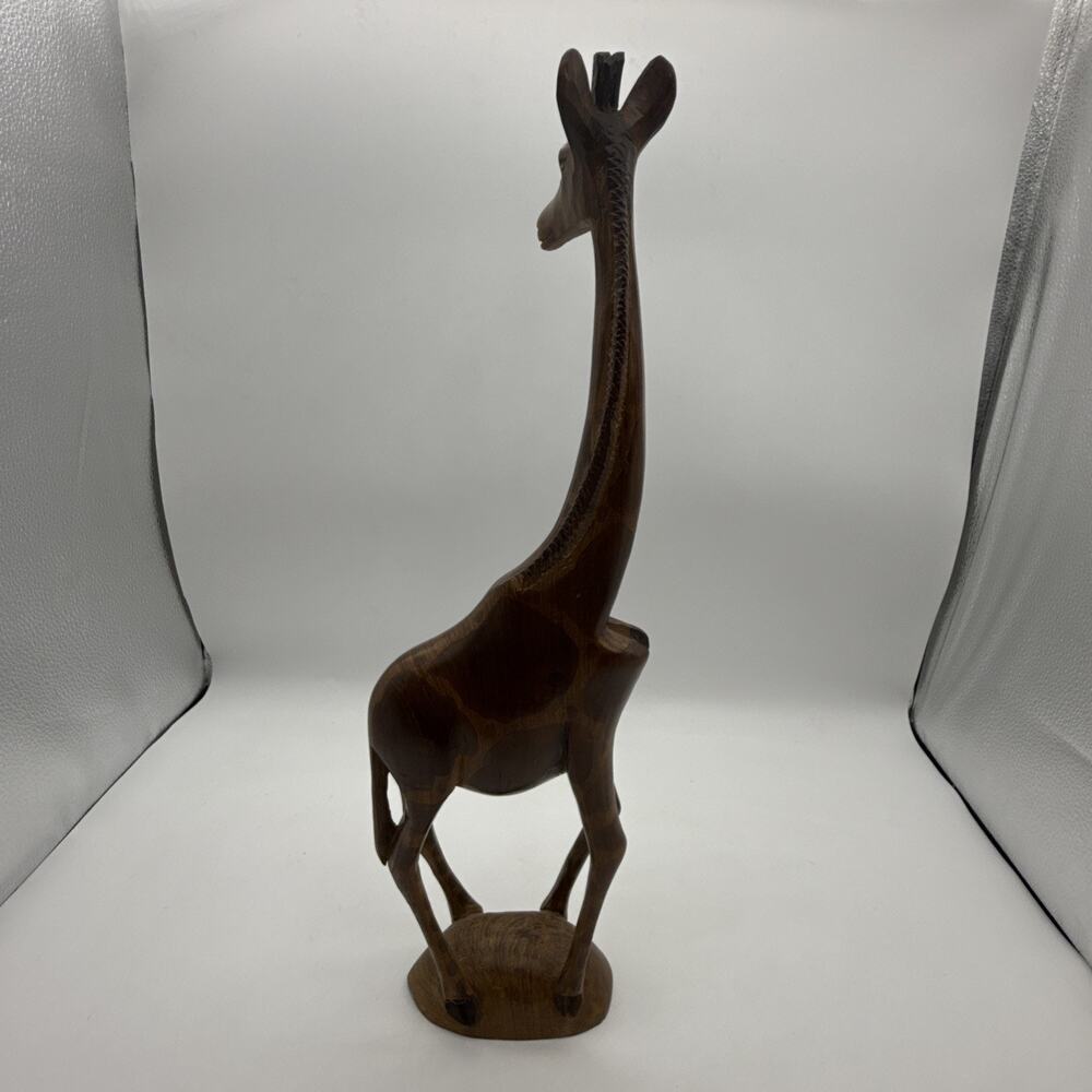 Hand Carved Wooden Giraffe Safari Art Figure 18” Tall Made in Africa? - Picture 5 of 10